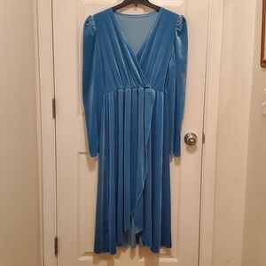SHEIN Elegant Long Sleeve Blue Dress